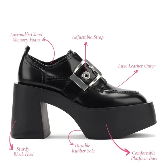 NIB LARROUDÉ Stewart Platform Oxford In Black Leather - Picture 2 of 13